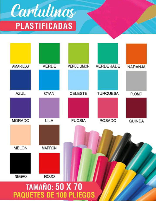 Cartulina Plastificada Multicolor | 50 cm x 70 cm