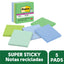 Notas Adhesivas 3M PostIt Super Sticky 76 X 76 Mm Colores Tropicales 450 Hojas