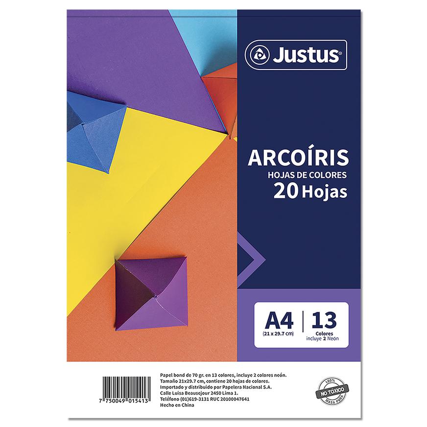 Block Arco Iris Justus A4 13 Colores 20 Hojas Imagen principal del producto