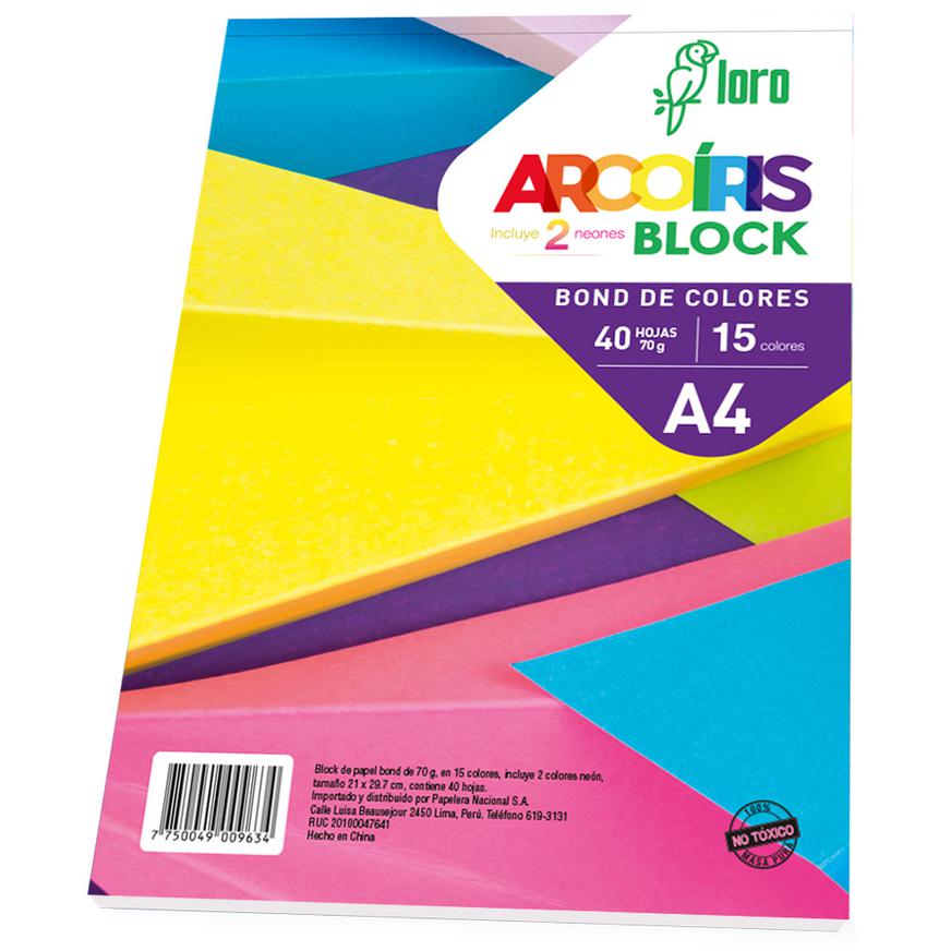 Block Arco Iris Loro A4 12 Colores X 40 Hojas Imagen principal del producto