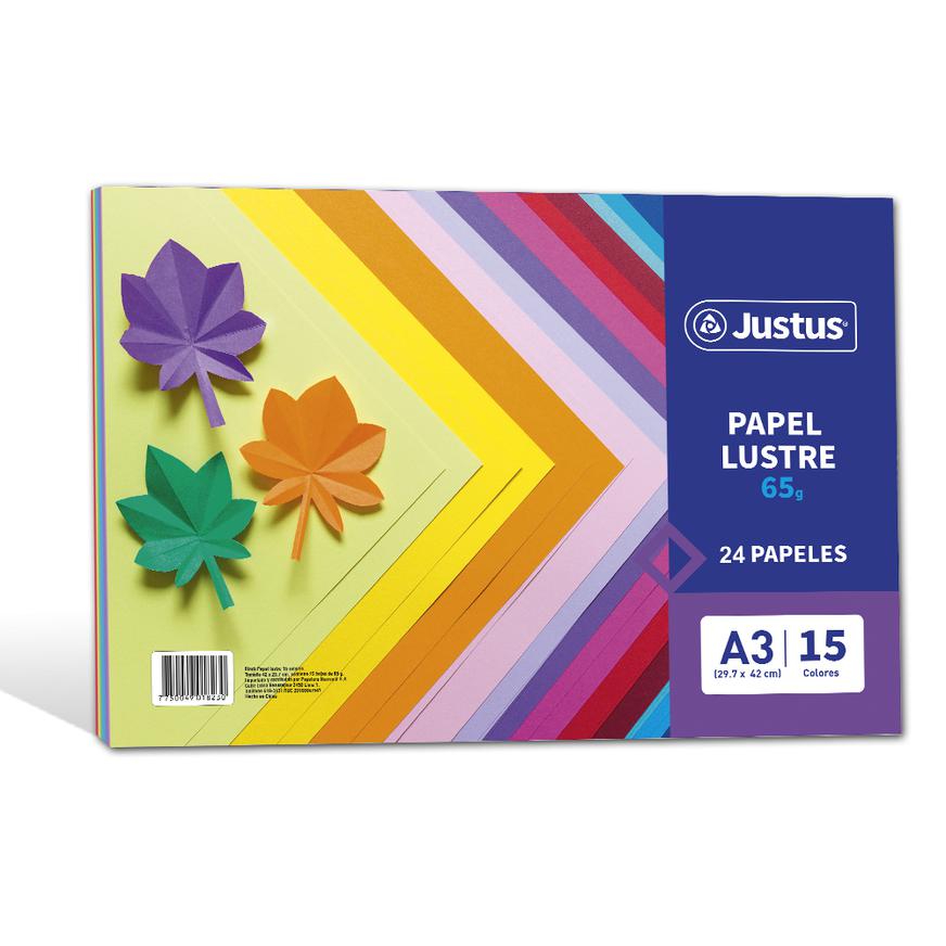 Block De Papel Lustre Justus A3 24H 15 Colores