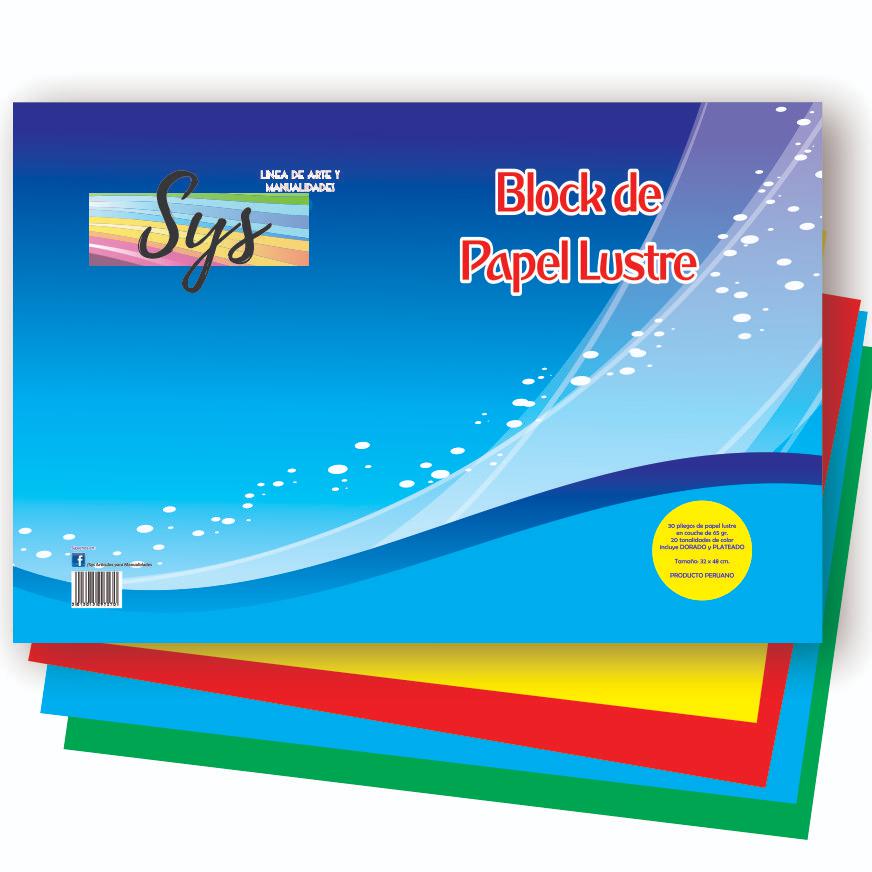 Block De Papel Lustre Sys 15 Colores X 30 Hojas Imagen principal del producto