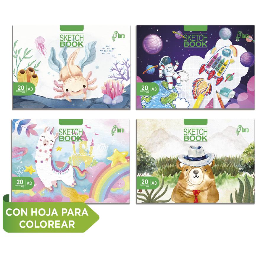 Block Dibujo Especial Loro A3 DiseÃ±o 20 Hojas Imagen principal del producto