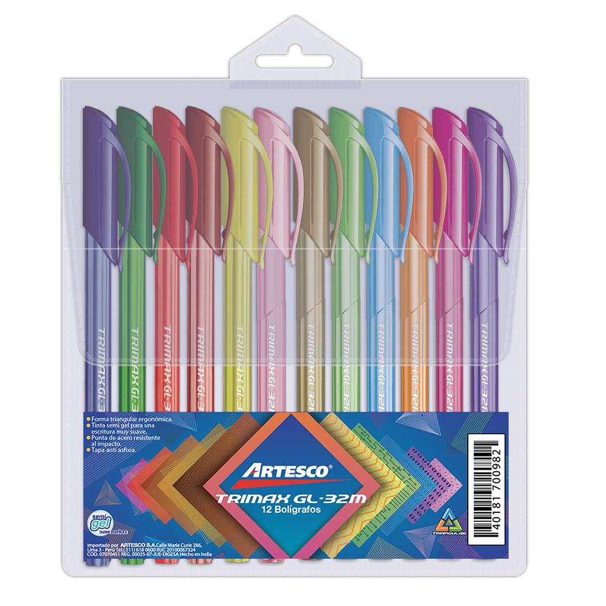 BolÃ­grafo Artesco Trimax Gl32M Surtido Estuche X 12 Und
