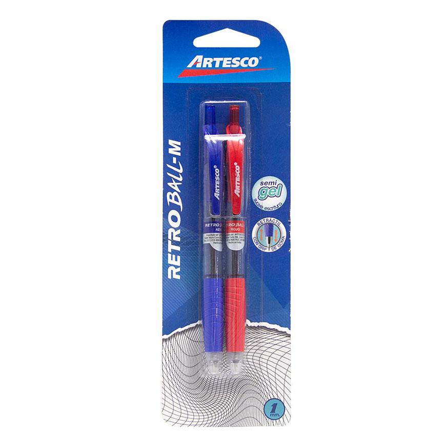 BolÃ­grafo Artesco RetrÃ¡ctil Retro BallM Rojo Y Azul