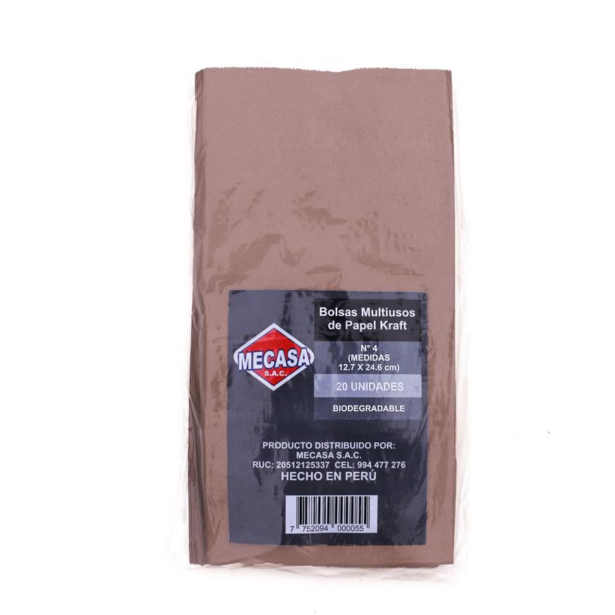 Bolsa De Papel Kraft Mecasa 12.7 X 24.6 Cm Paquete X 20 Und