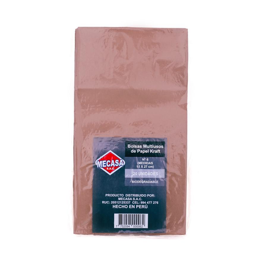 Bolsa De Papel Kraft Mecasa 15 X 27 Cm Paquete X 20 Und Imagen principal del producto