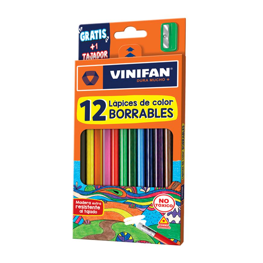 Colores Largos Borrable Vinifan Triangulares X 12 Und