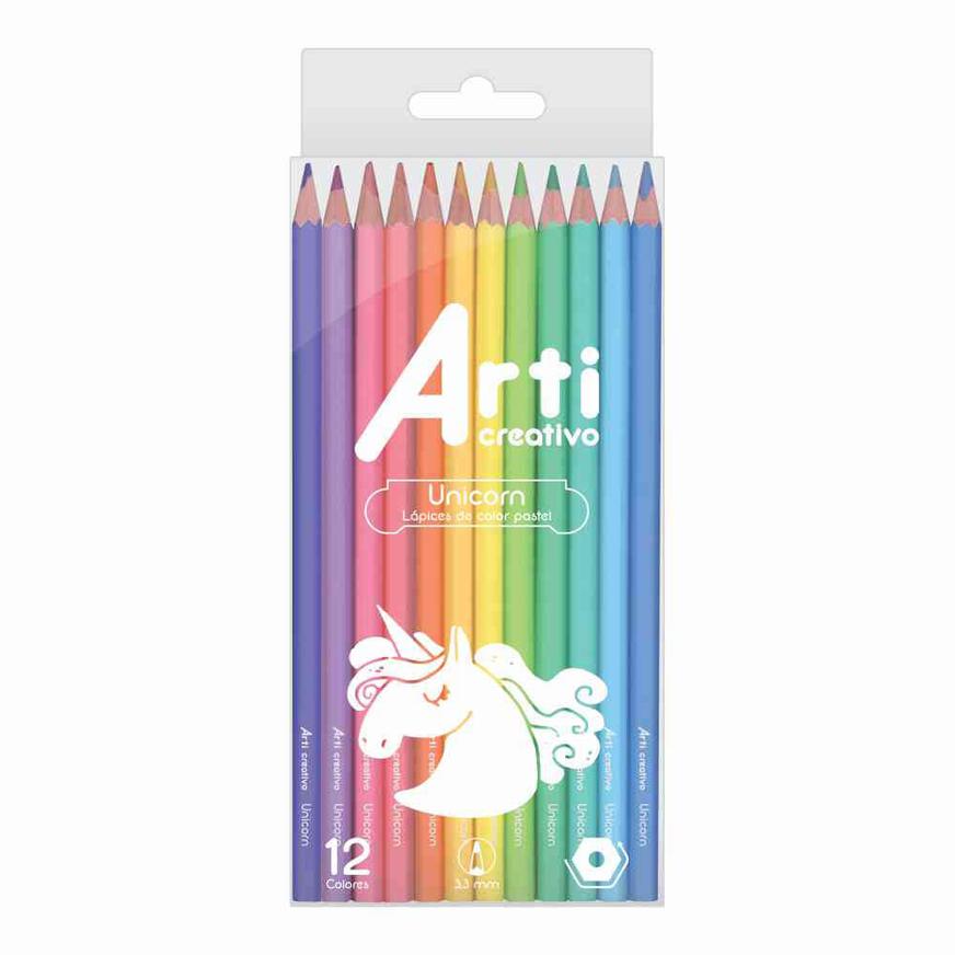 Colores Largos Arti Creativo Hexagonal Pastel X 12 Und Imagen principal del producto