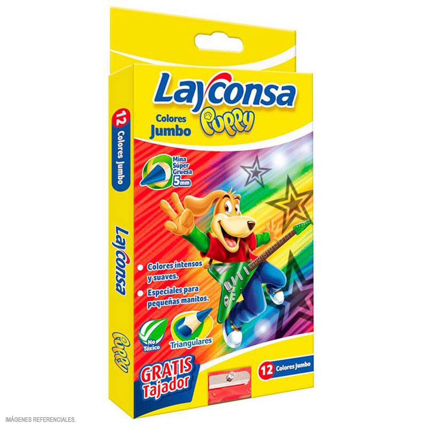 Colores Largos Gruesos Layconsa Triangulares Puppy X 12 Und