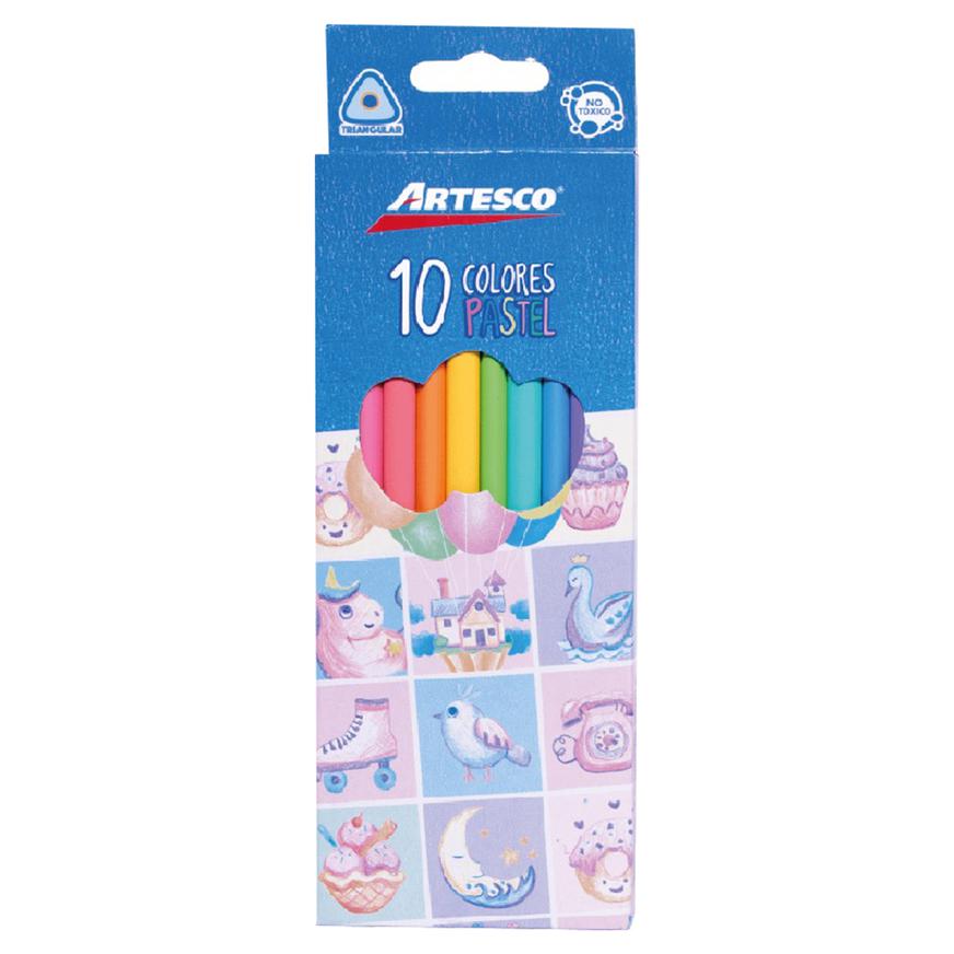 Colores Largos Artesco Triangulares Pastel X 10 Und