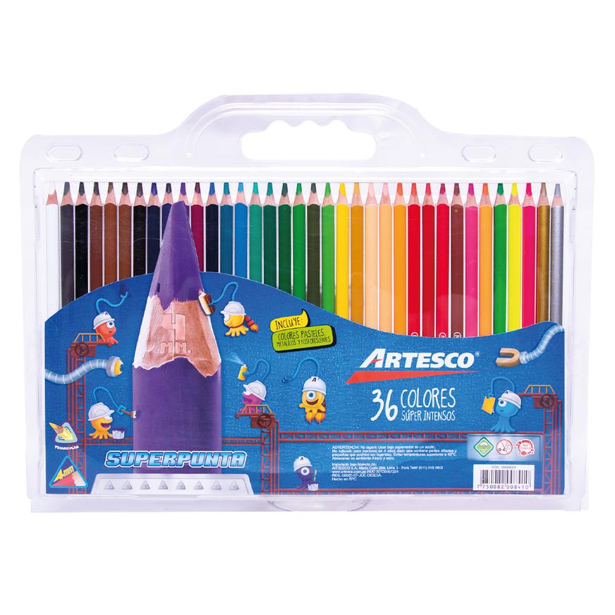 Colores Largos Artesco Triangulares Superpunta X 36 Und