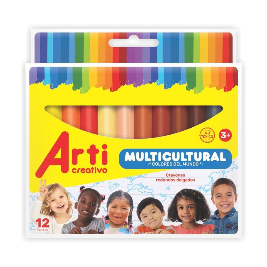 Crayones Delgados Arti Creativo Multicultural Colores Del Mundo X 12 Und Imagen principal del producto