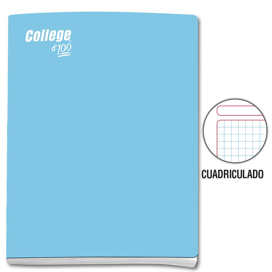 Cuaderno Cuadriculado Deluxe College A4 Celeste 100 Hojas