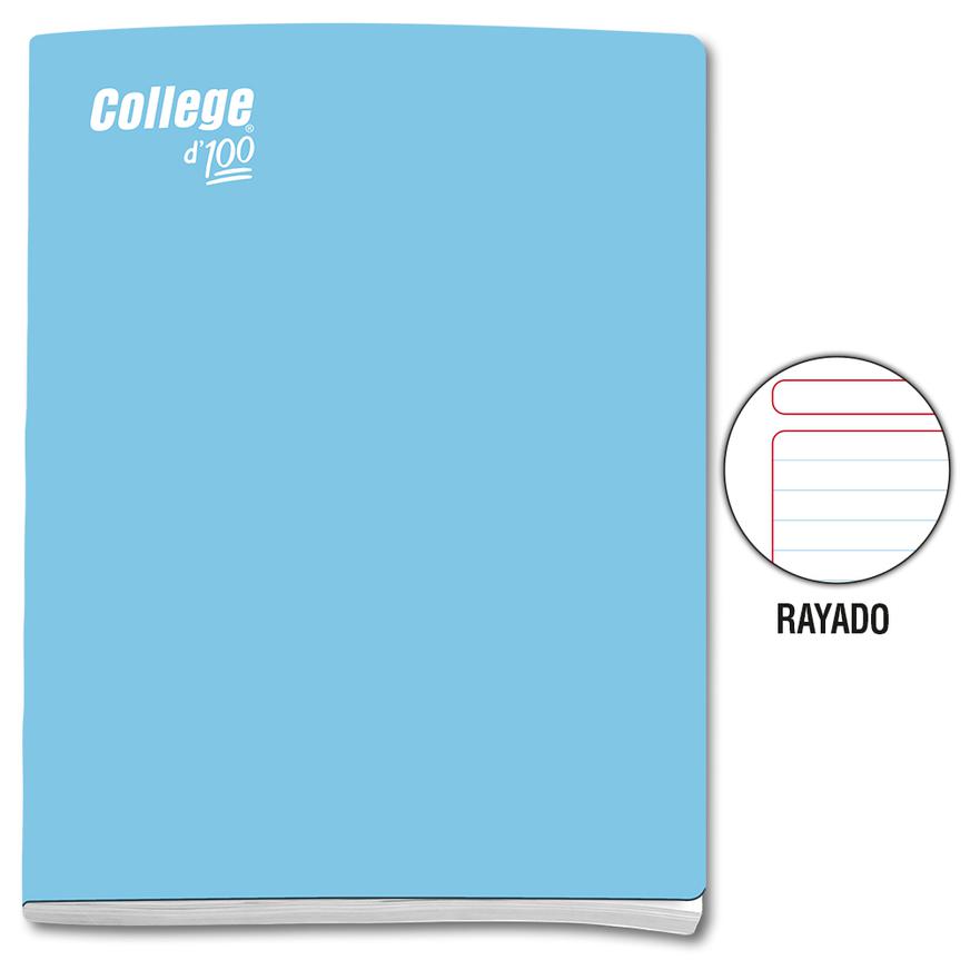 Cuaderno Rayado Deluxe College A4 Celeste 100 Hojas
