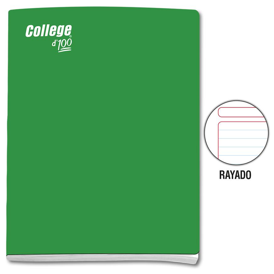 Cuaderno Rayado Deluxe College A4 Verde 100 Hojas