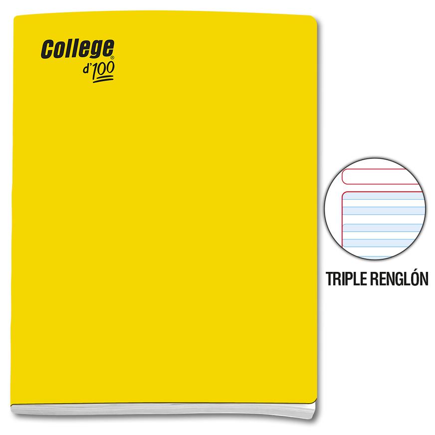 Cuaderno Triple RenglÃƒÂ³n Con Sombra Deluxe College A4 Amarillo 100 Hojas