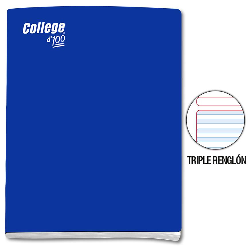 Cuaderno Triple RenglÃƒÂ³n Con Sombra Deluxe College A4 Azul 100 Hojas