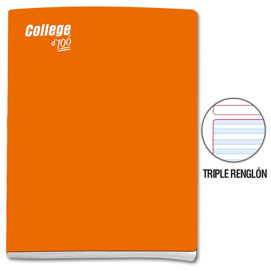 Cuaderno Triple RenglÃƒÂ³n Con Sombra Deluxe College A4 Naranja 100 Hojas