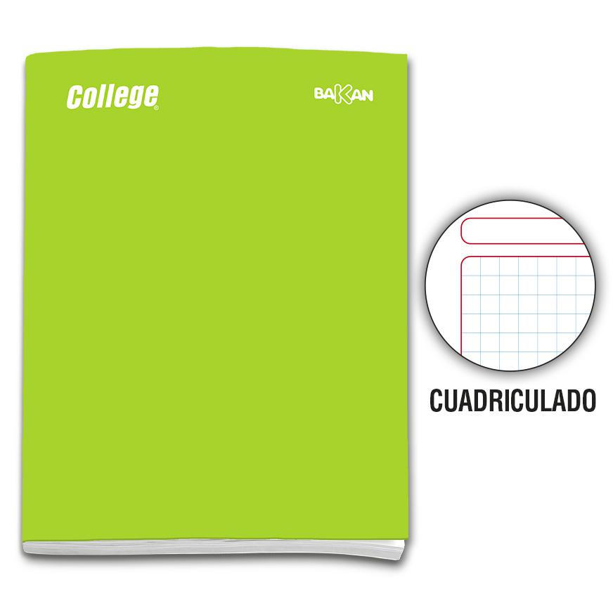 Cuaderno Cuadriculado Deluxe College Bakan A4 Verde Claro 80 Hojas