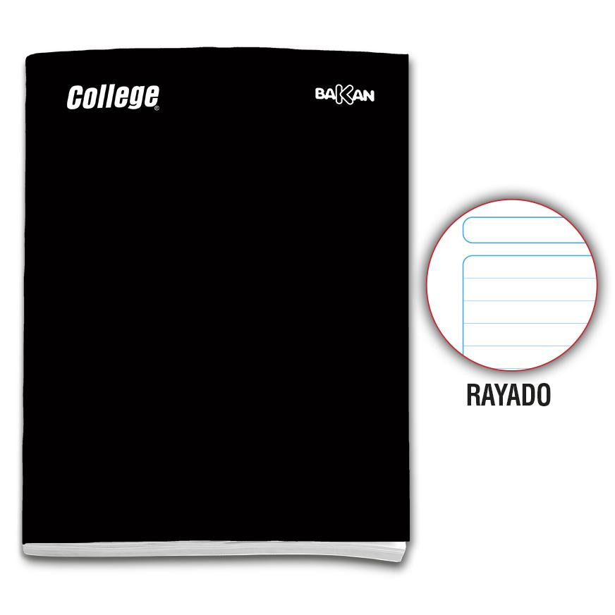 Cuaderno Rayado Deluxe College Bakan Negro 80 Hojas