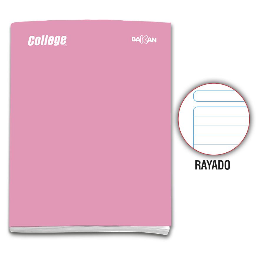 Cuaderno Rayado Deluxe College Bakan Rosado 80 Hojas Imagen principal del producto