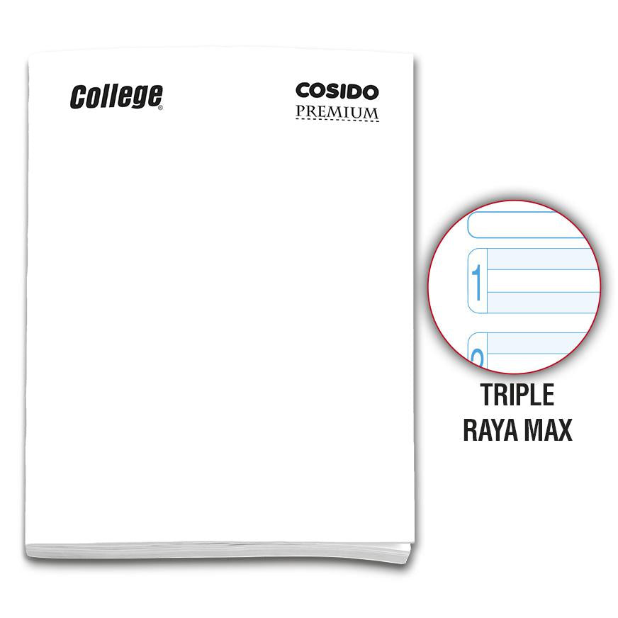 Cuaderno Triple Raya Deluxe College Max A4 Cosido Blanco 80 Hojas