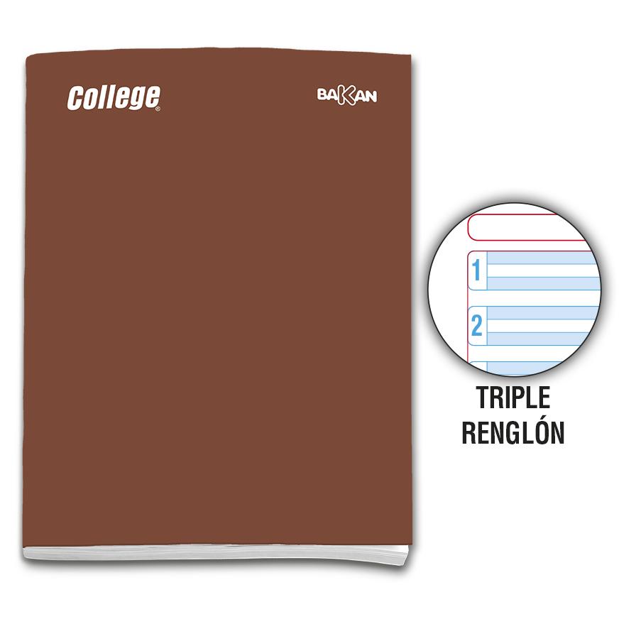 Cuaderno Triple RenglÃƒÂ³n Deluxe College Bakan A4 MarrÃƒÂ³n 80 Hojas