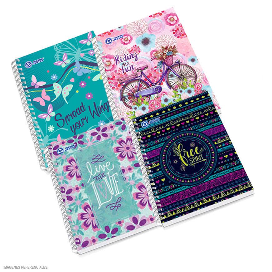 Cuaderno Cuadriculado Anillado Justus A4 DiseÃ±o Mujer Surtido 180 Hojas