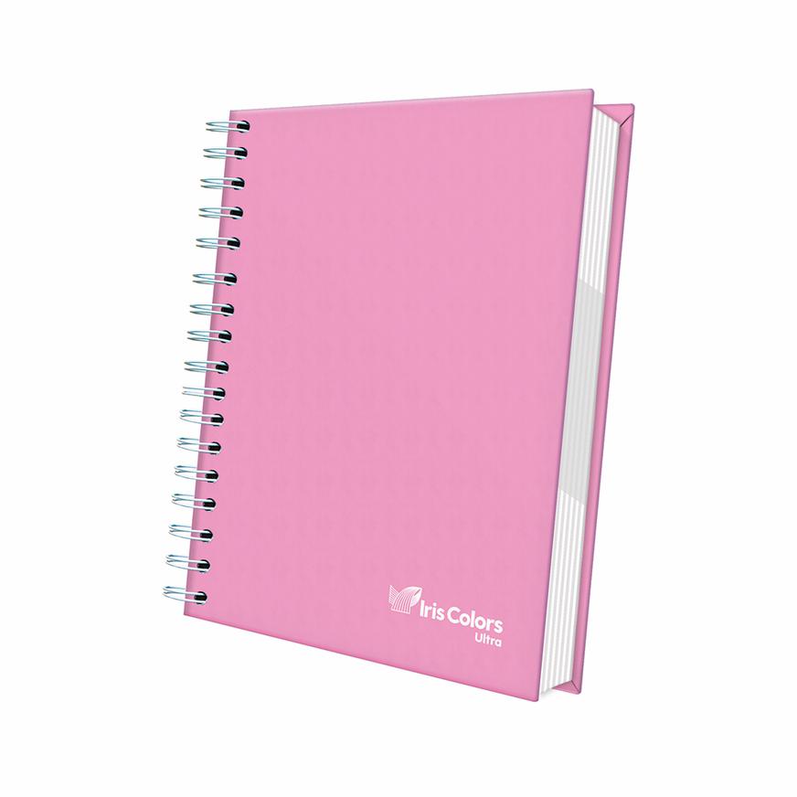Cuaderno Cuadriculado Anillado Iris Color A4 Tapa Dura Rosado Pastel 160 Hojas