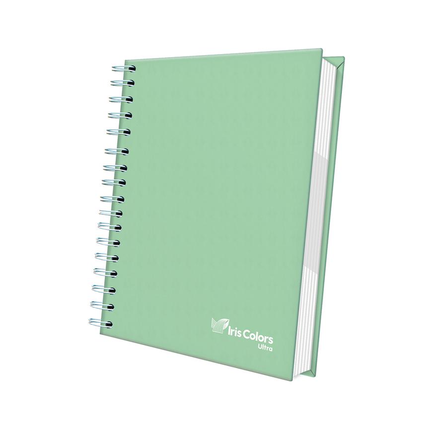 Cuaderno Cuadriculado Anillado Iris Color A4 Tapa Dura Verde Pastel 160 Hojas