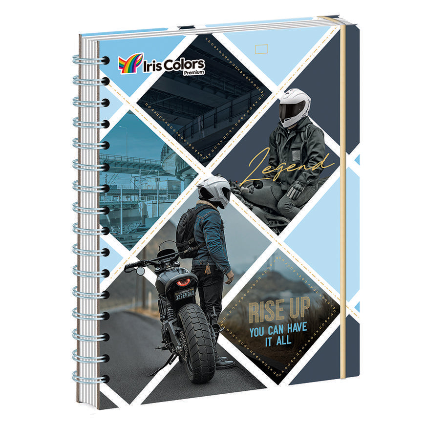 Cuaderno Cuadriculado Anillado Iris Color A4 Con Liga Surtido 170 Hojas