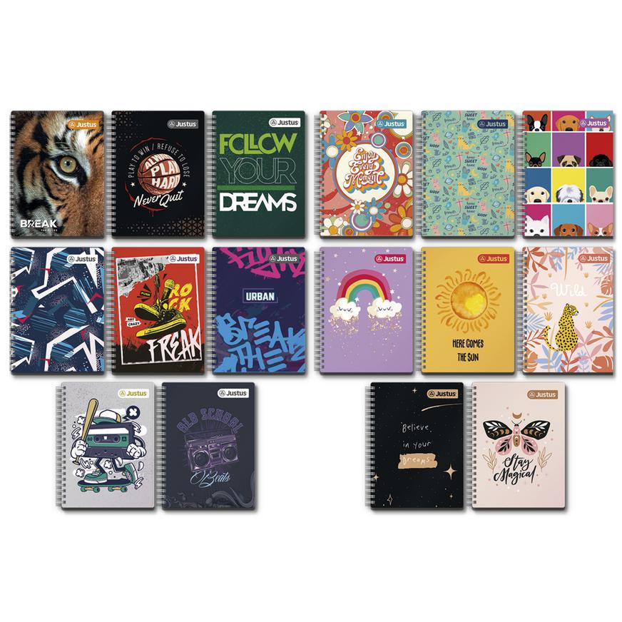Cuaderno Cuadriculado Anillado Justus A4 DiseÃ±o Tapa Dura Surtido 160 Hojas Imagen principal del producto