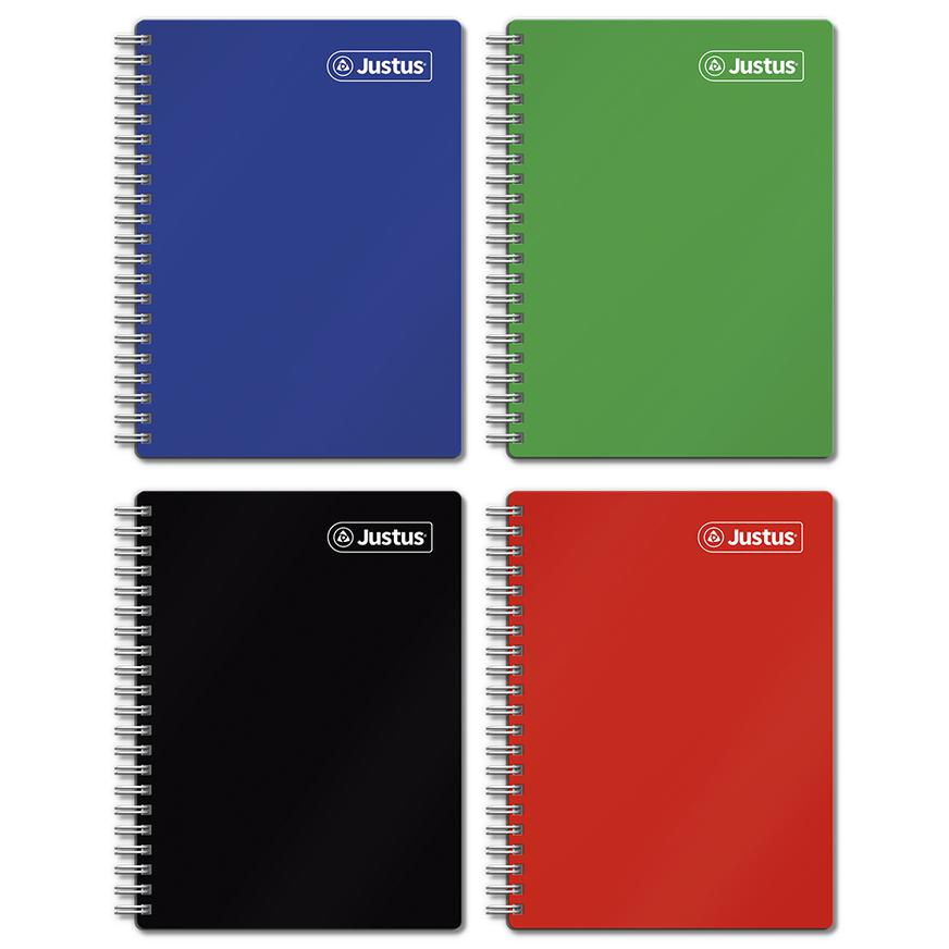 Cuaderno Cuadriculado Anillado Justus A4 Tapa Dura Surtido 160 Hojas