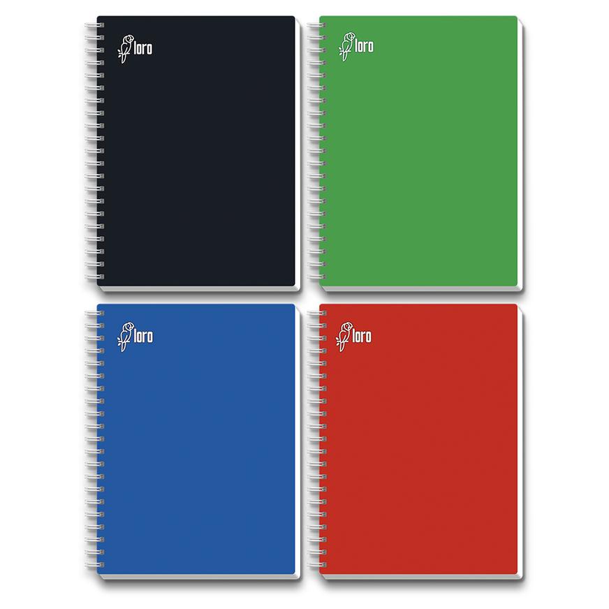 Cuaderno Cuadriculado Anillado Loro A4 SÃƒÂ³lido Surtido 160 Hojas