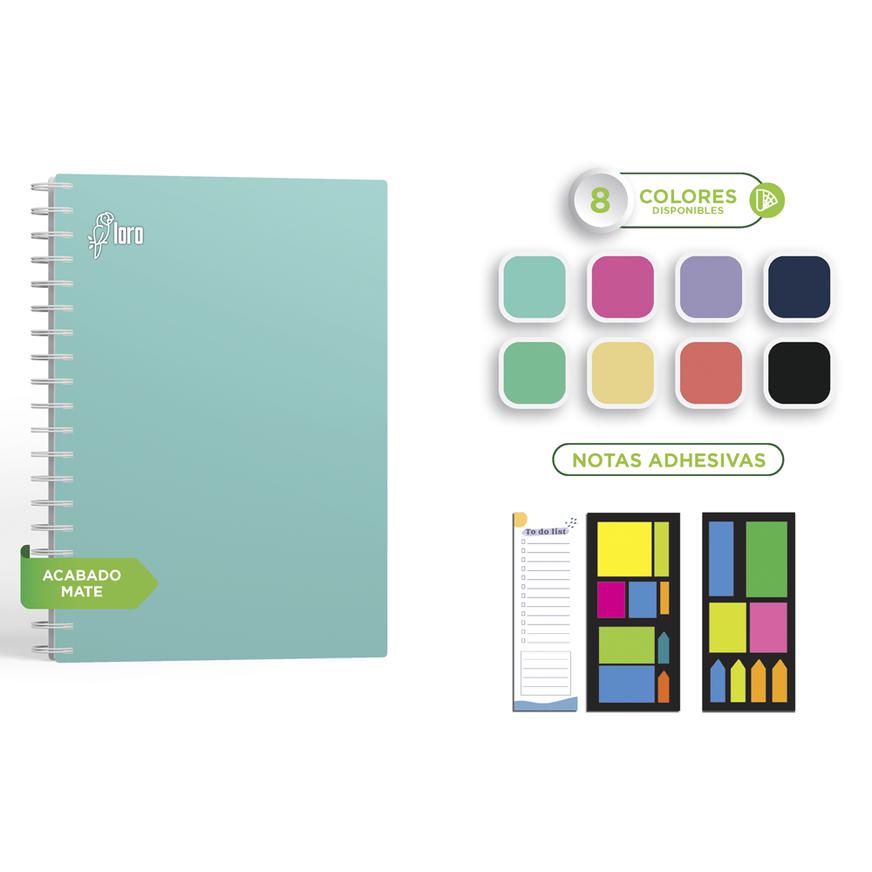 Cuaderno Cuadriculado Anillado Loro A4 SÃ³lido Tapa Dura Surtido 160 Hojas Imagen principal del producto