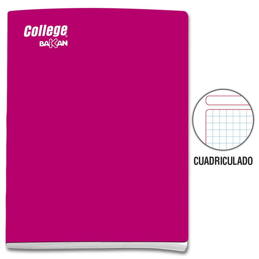 Cuaderno Cuadriculado Deluxe College Bakan A4 Fuscia 80 Hojas