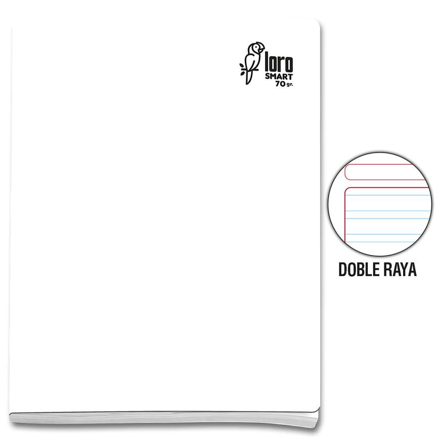 Cuaderno Doble Raya Deluxe Loro A4 Blanco 80 Hojas
