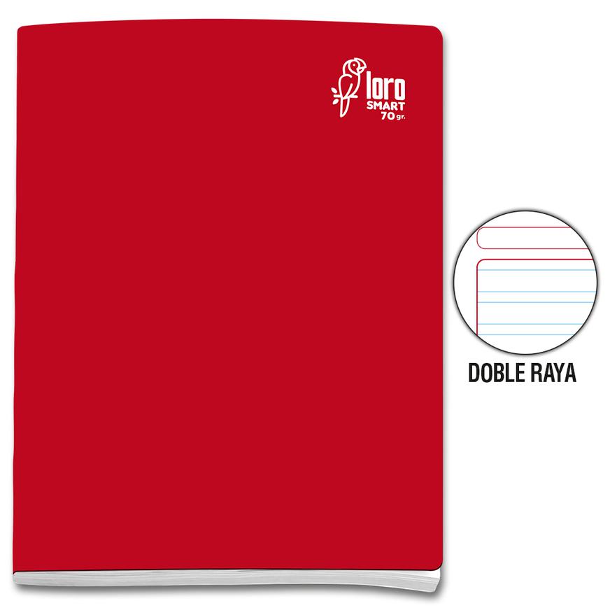 Cuaderno Doble Raya Deluxe Loro A4 Rojo 80 Hojas