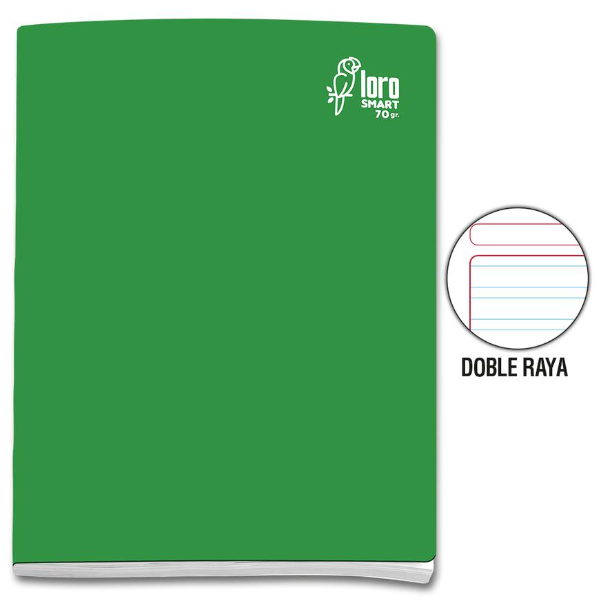 Cuaderno Doble Raya Deluxe Loro A4 Verde 80 Hojas