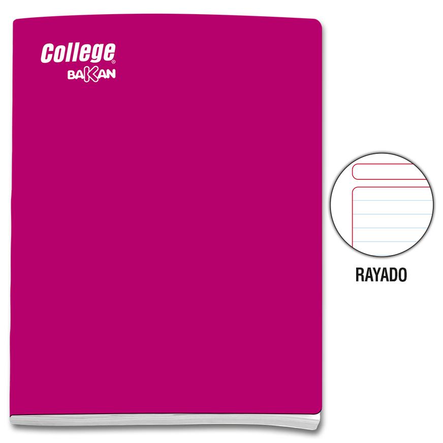 Cuaderno Rayado Deluxe College Bakan A4 Fucsia 80 Hojas Imagen principal del producto