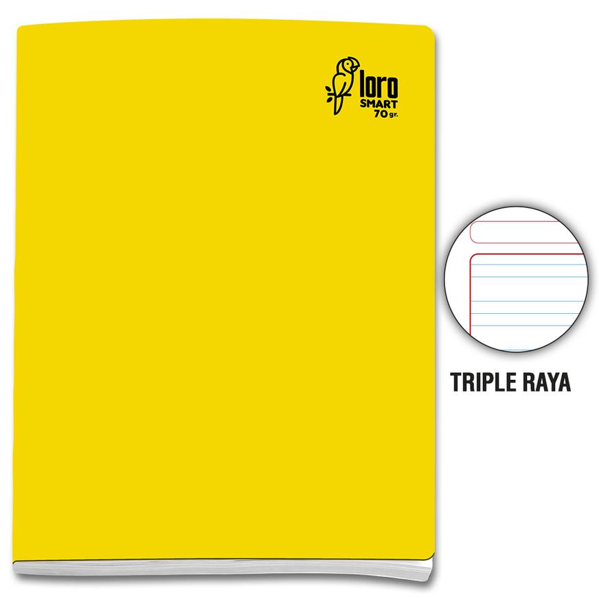 Cuaderno Triple Raya Deluxe Loro A4 Amarillo 80 Hojas Imagen principal del producto