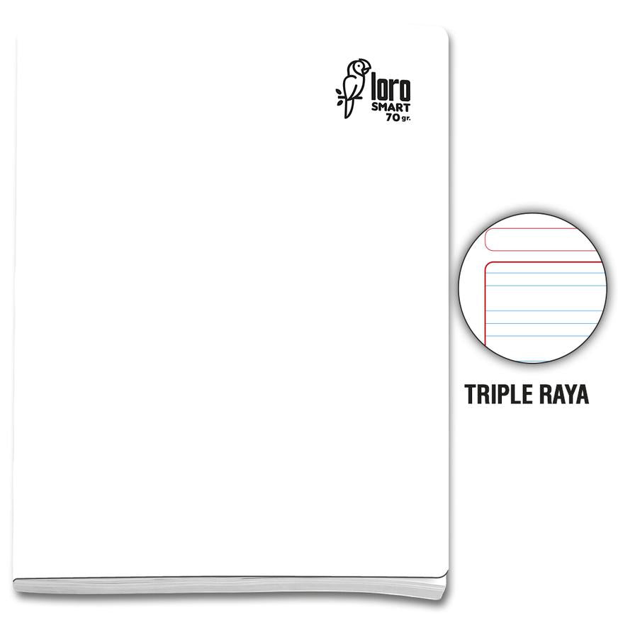 Cuaderno Triple Raya Deluxe Loro A4 Blanco 80 Hojas Imagen principal del producto