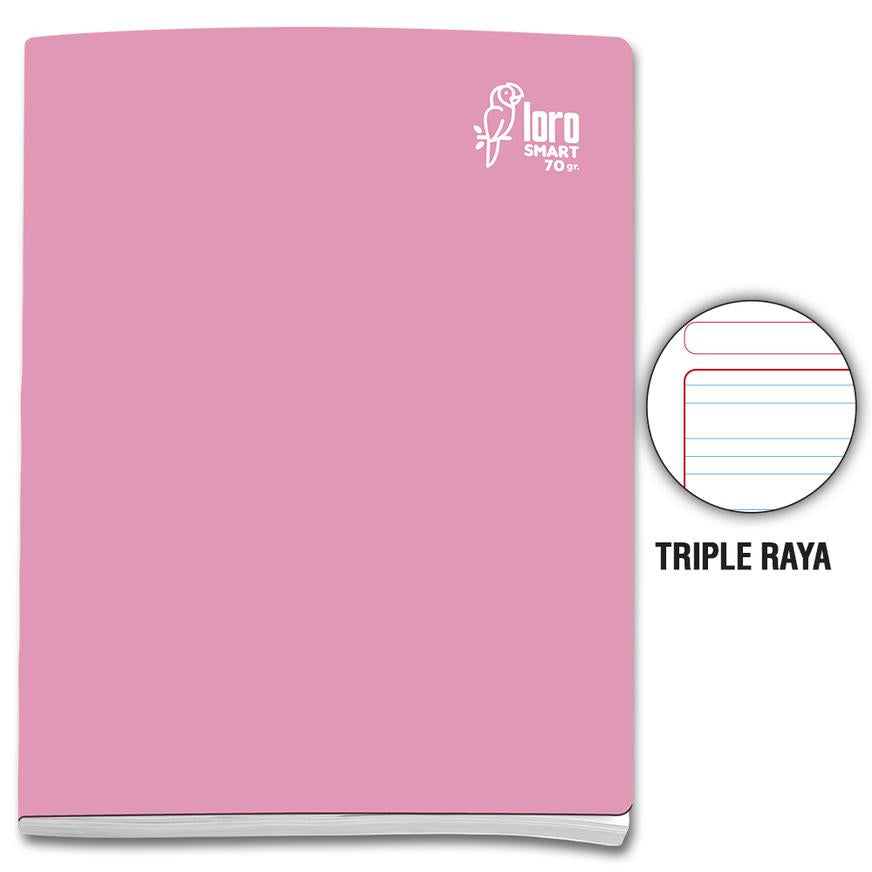 Cuaderno Triple Raya Deluxe Loro A4 Rosado 80 Hojas Imagen principal del producto