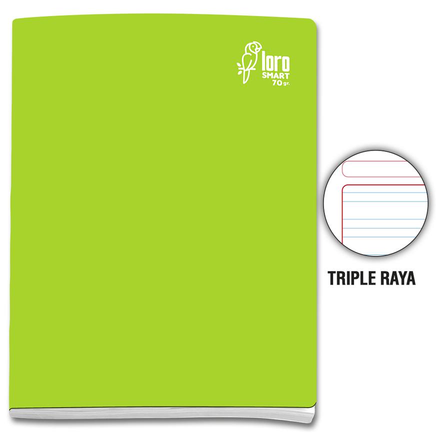 Cuaderno Triple Raya Deluxe Loro A4 Verde LimÃƒÂ³n 80 Hojas