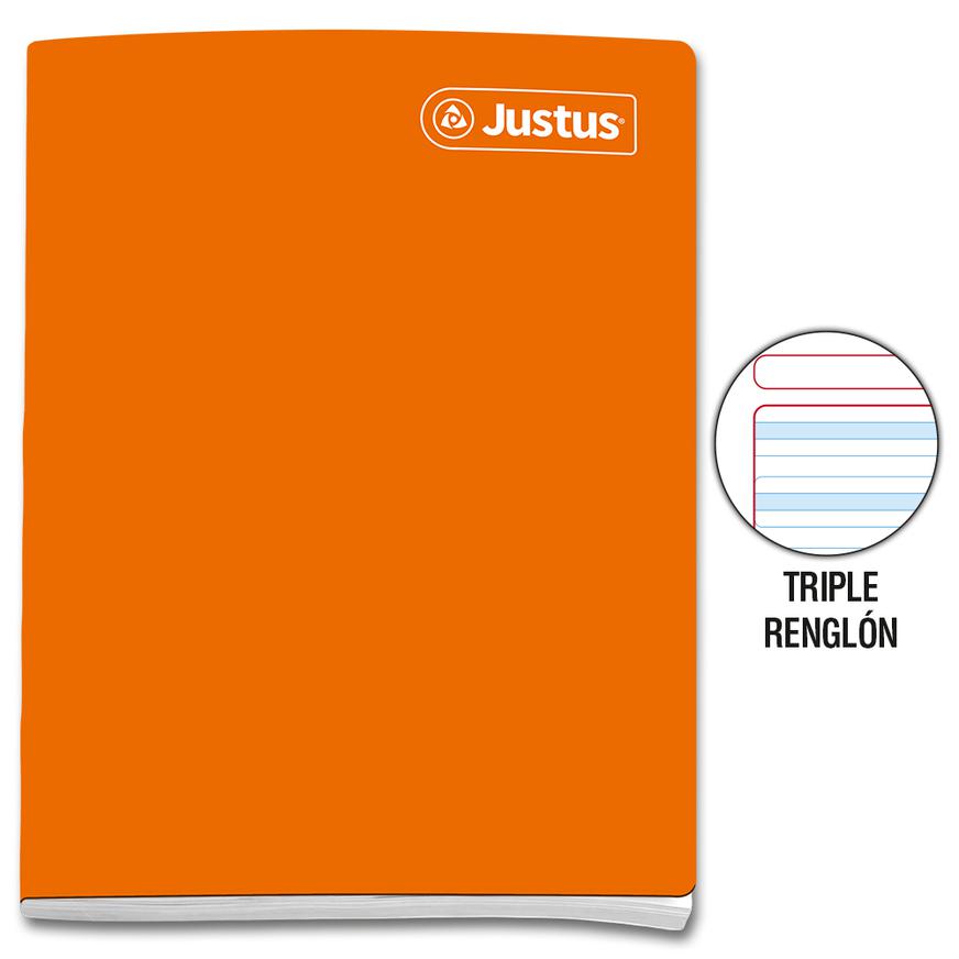 Cuaderno Triple RenglÃƒÂ³n Con Sombra Deluxe Justus A4 Anaranjado 80 Hojas Imagen principal del producto