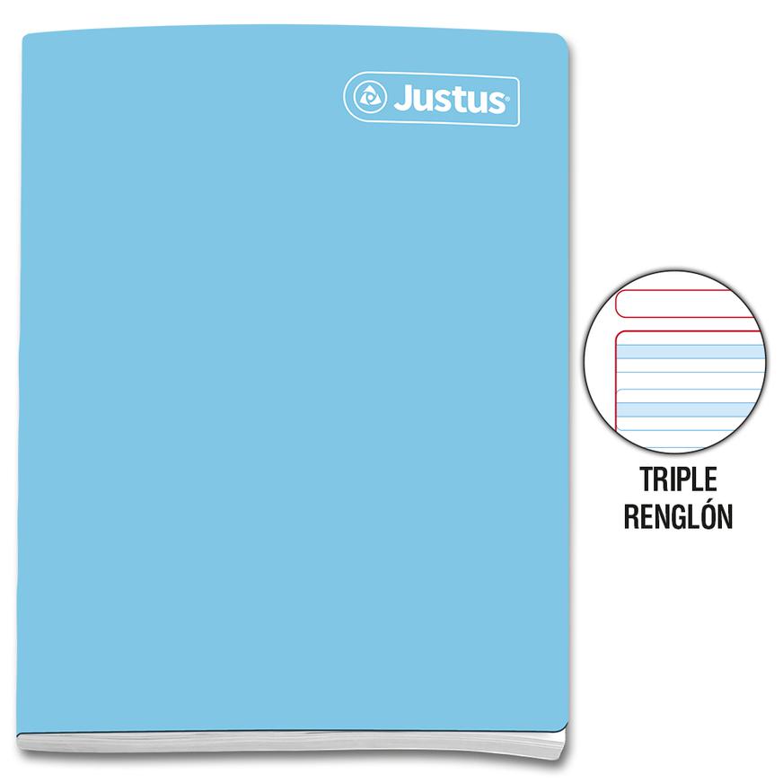 Cuaderno Triple RenglÃƒÂ³n Con Sombra Deluxe Justus A4 Celeste 80 Hojas Imagen principal del producto