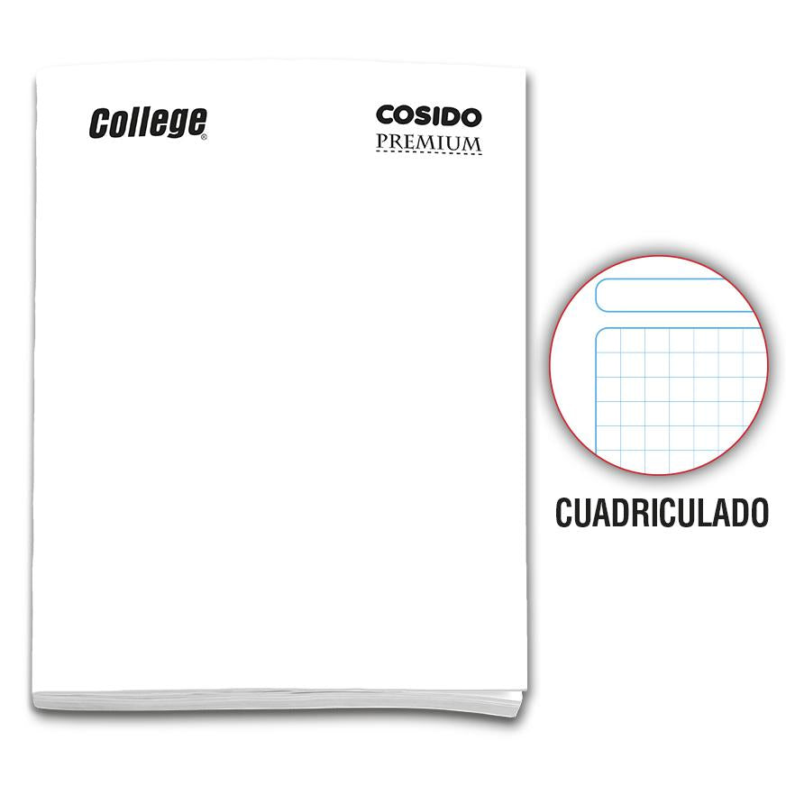 Cuaderno Cuadriculado Deluxe College Cosido Blanco 80 Hojas Imagen principal del producto