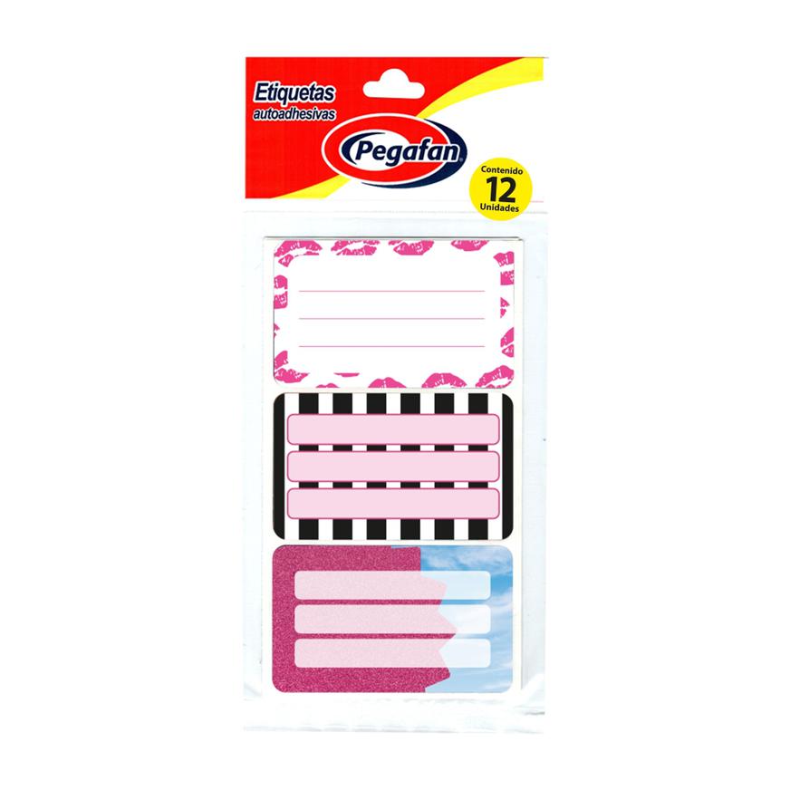 Etiqueta Escolar Pegafan Pink X 12 Und Imagen principal del producto
