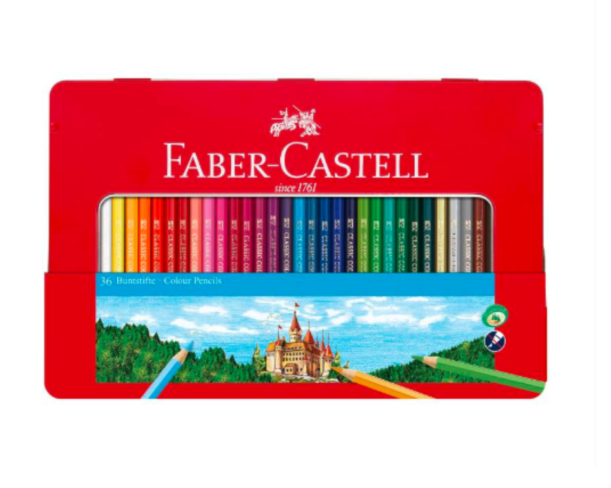 Colores Largos Faber Castell Triangulares Estuche De Lata X 36 Und Imagen principal del producto